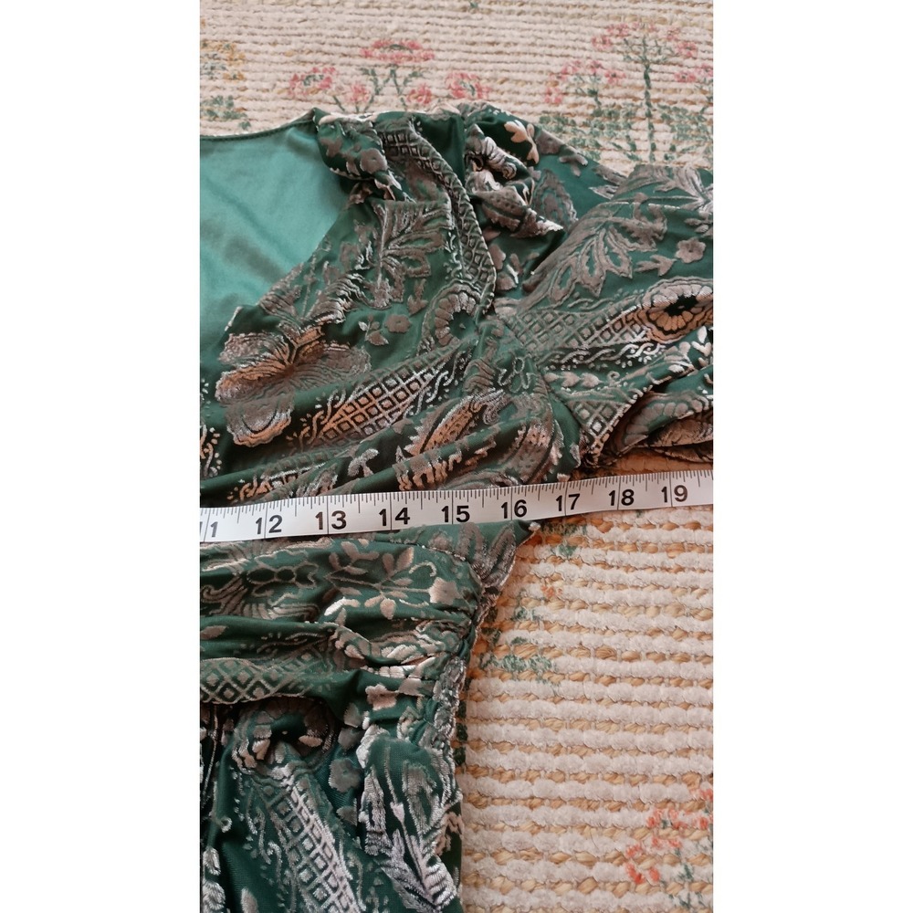 Baltic Born Leslie Velvet Maxi Dress Sage Silver Burnout Size M - Picture 11 of 12